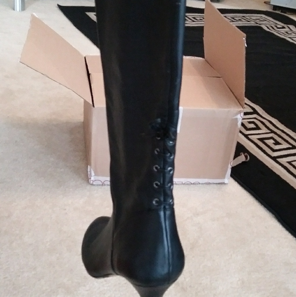 Leather wide calf boots